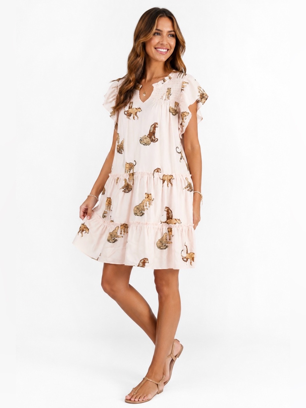 Umgee Cream Leopard Dress